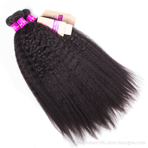 Kinky Straight Human Hair Bundles Natural Color Cuticle Aligned Indian Virgin Hair Extensions Yaki Bundle Deals Wholesale Vendor